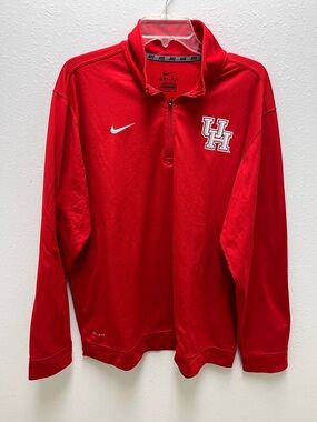 Nike Red Dri-FIT Quarter-Zip University of Houston Pullover with White Swoosh XL